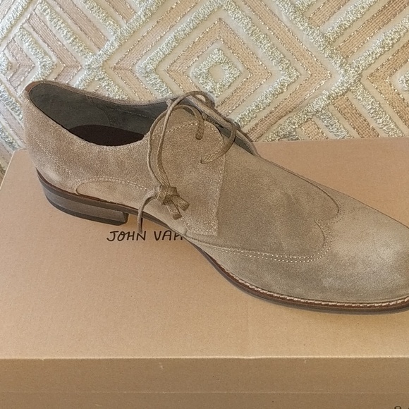 New John Varvatos Dress Wingtip Sandstone Sz 10 - Picture 4 of 5